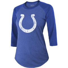 Jonathan Taylor Indianapolis Colts Majestic Threads Women's Player Name & Number Raglan Tri-Blend 3/4-Sleeve T-Shirt Royal | NFL