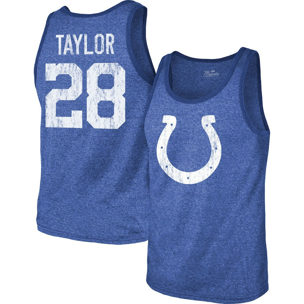 Jonathan Taylor Indianapolis Colts Majestic Threads Player Name & Number Tri-Blend Tank Top Heathered Royal | NFL