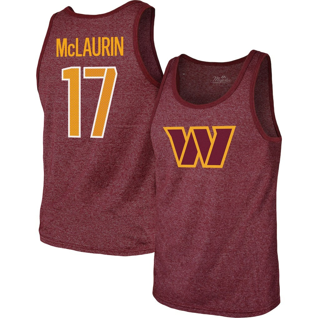 Terry McLaurin Washington Commanders Majestic Threads Player Name & Number Tank Top Heathered Burgundy | NFL