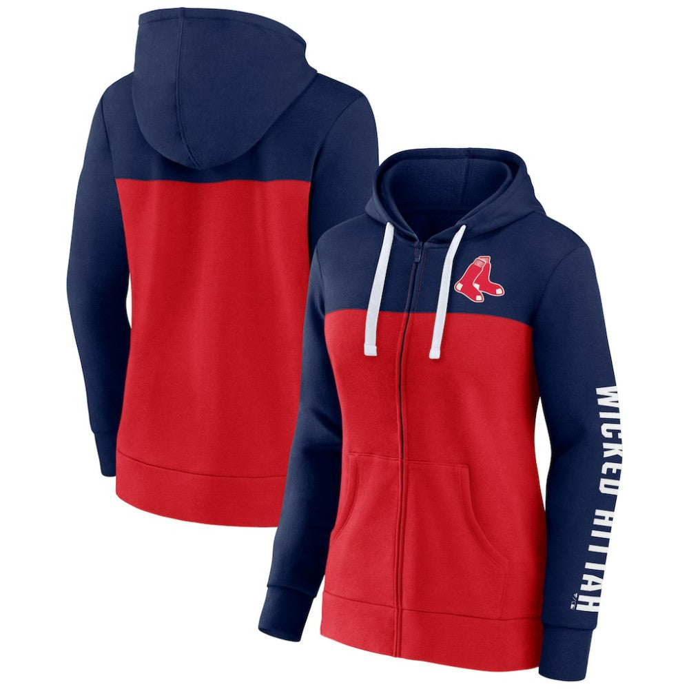 Boston Red Sox Fanatics Women's Take The Field Colorblocked Hoodie Full-Zip Jacket - MLB