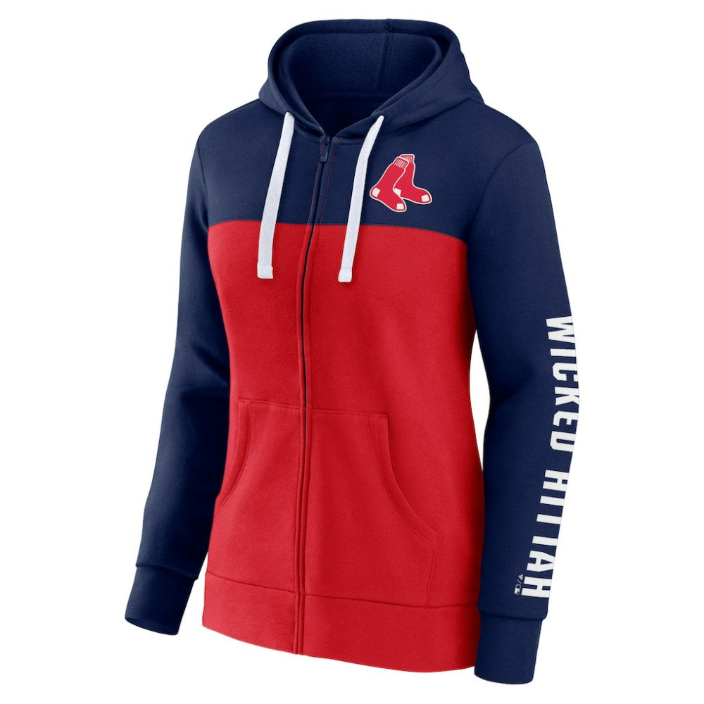 Boston Red Sox Fanatics Women's Take The Field Colorblocked Hoodie Full-Zip Jacket - MLB