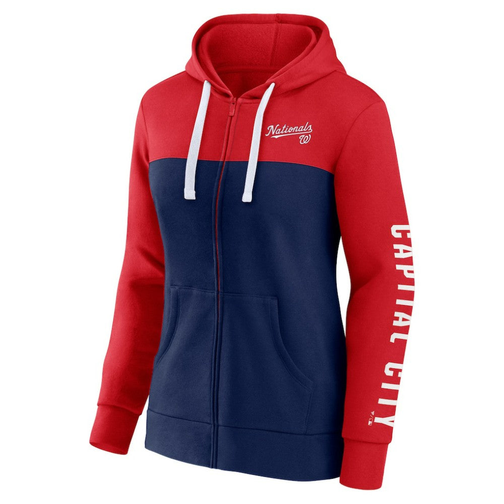 Washington Nationals Fanatics Women's Take The Field Colorblocked Hoodie Full-Zip Jacket - MLB