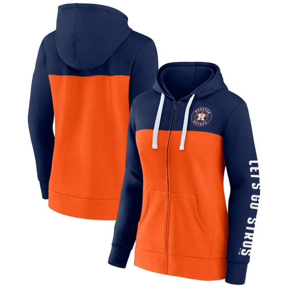 Houston Astros Fanatics Women's Take The Field Colorblocked Hoodie Full-Zip Jacket - MLB