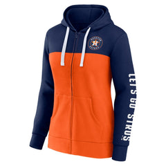 Houston Astros Fanatics Women's Take The Field Colorblocked Hoodie Full-Zip Jacket - MLB
