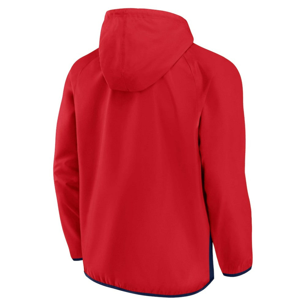 Washington Capitals Fanatics Backhand Shooter Defender Anorak Raglan Hoodie Quarter-Zip Jacket - Red/Navy - NHL