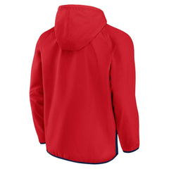 Washington Capitals Fanatics Backhand Shooter Defender Anorak Raglan Hoodie Quarter-Zip Jacket - Red/Navy - NHL