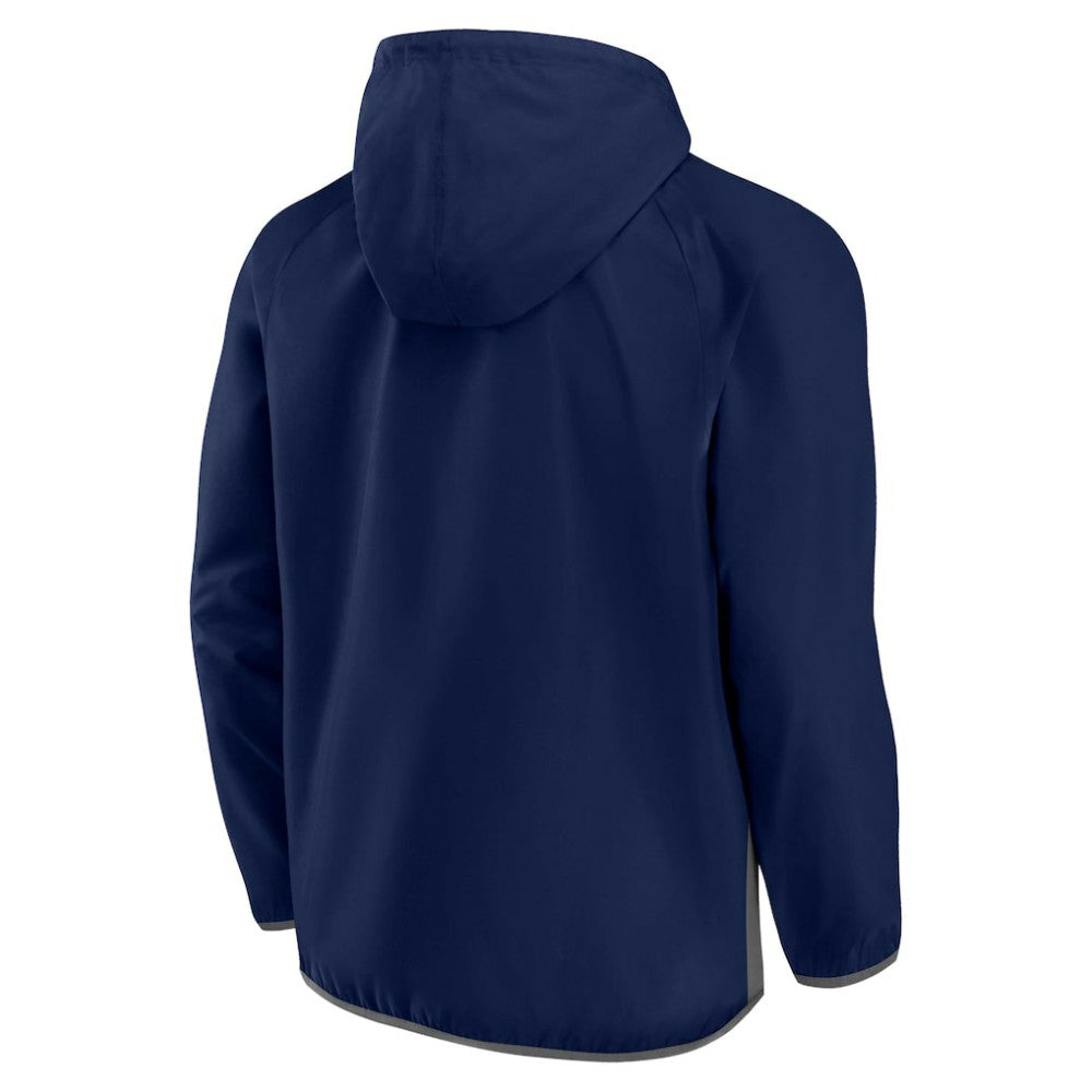 Seattle Kraken Fanatics Backhand Shooter Defender Anorak Raglan Hoodie Quarter-Zip Jacket - Deep Sea Blue/Gray - NHL