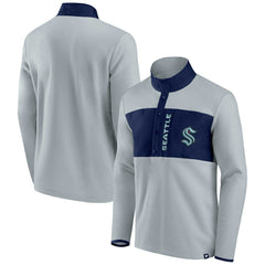 Seattle Kraken Fanatics Hockey Polar Fleece Quarter-Snap Jacket - Gray/Navy - NHL