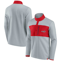 Washington Capitals Fanatics Hockey Polar Fleece Quarter-Snap Jacket - Gray/Red - NHL