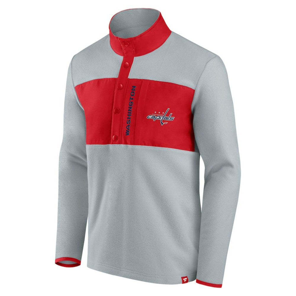 Washington Capitals Fanatics Hockey Polar Fleece Quarter-Snap Jacket - Gray/Red - NHL