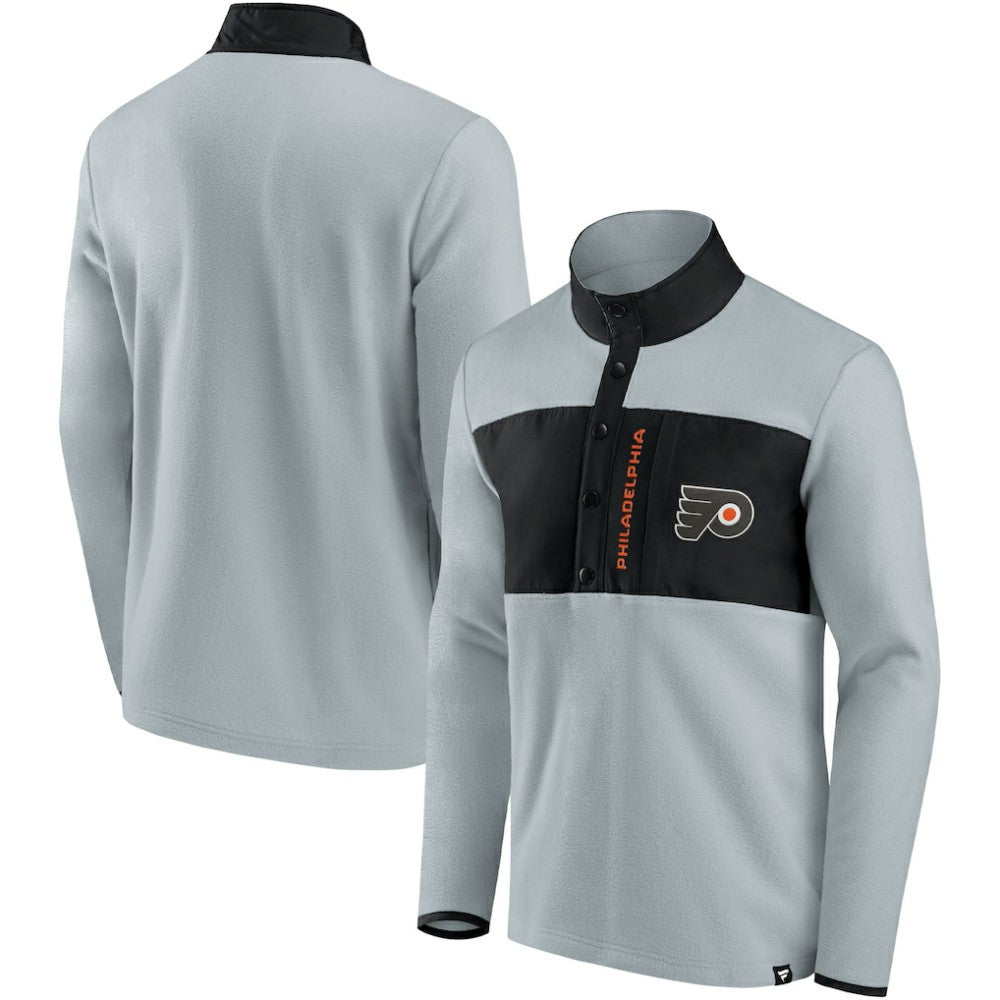 Philadelphia Flyers Fanatics Hockey Polar Fleece Quarter-Snap Jacket - Gray/Black - NHL