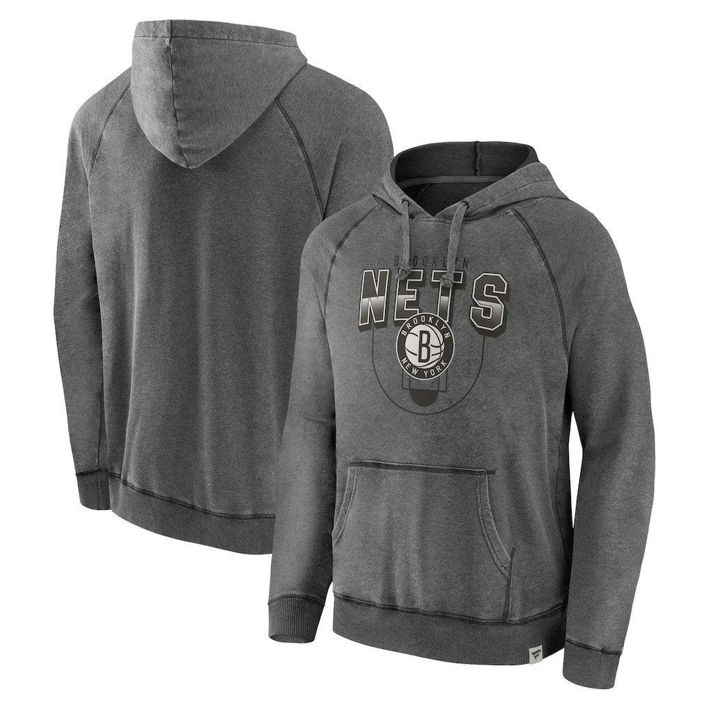 Brooklyn Nets True Classics Vintage Snow Wash Raglan Pullover Hoodie Gray - NBA