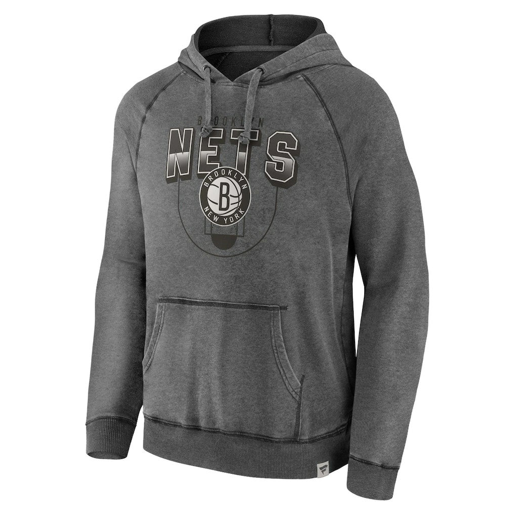 Brooklyn Nets True Classics Vintage Snow Wash Raglan Pullover Hoodie Gray - NBA