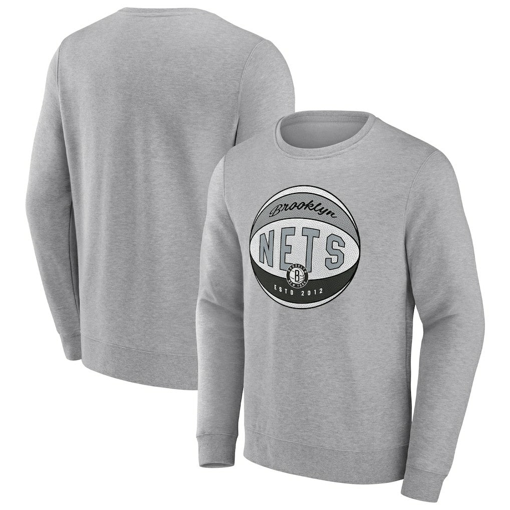 Brooklyn Nets True Classics Vint Pullover Sweatshirt Heathered Gray - NBA