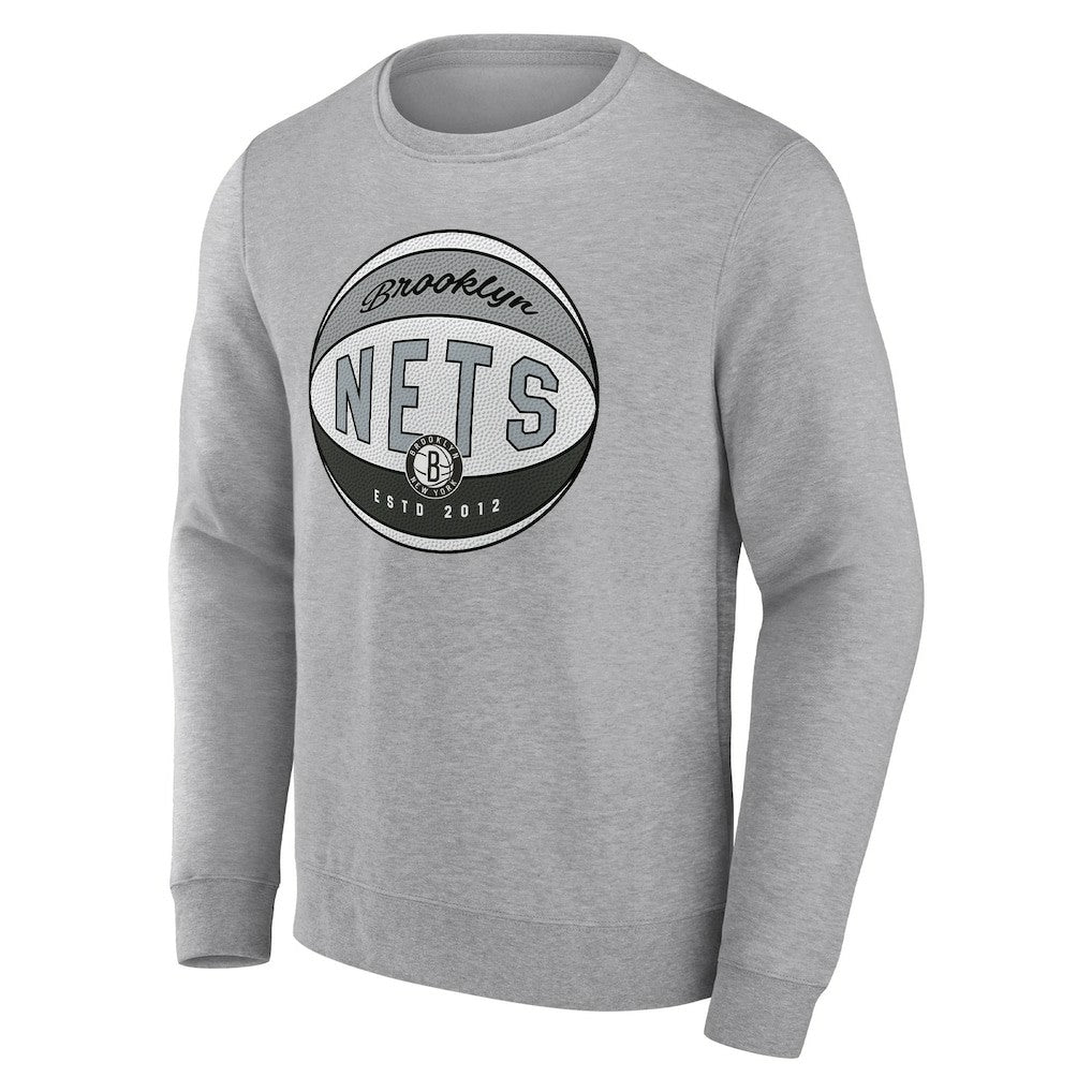 Brooklyn Nets True Classics Vint Pullover Sweatshirt Heathered Gray - NBA