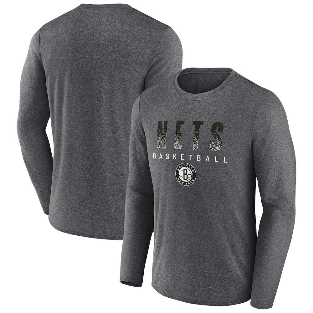 Brooklyn Nets Where Legends Play Iconic Practice Long Sleeve T-Shirt Heathered Charcoal - NBA