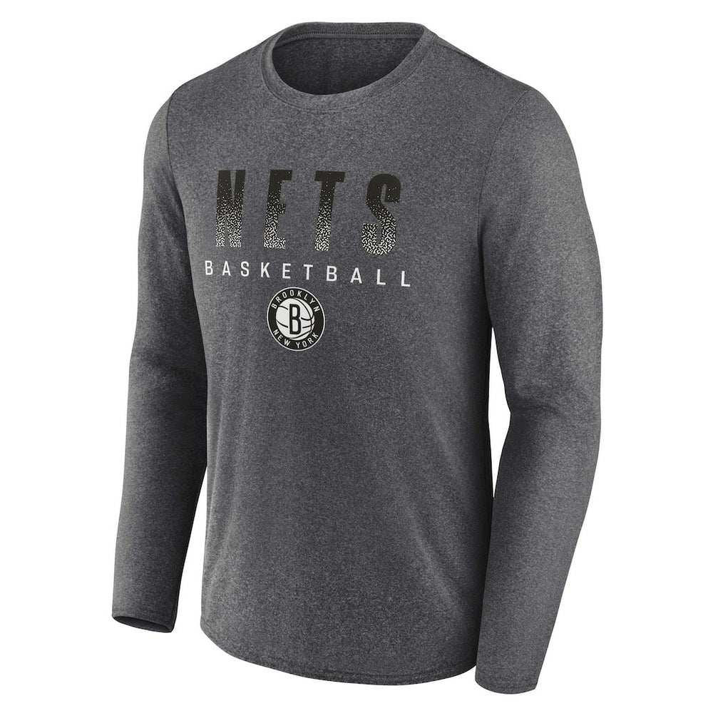 Brooklyn Nets Where Legends Play Iconic Practice Long Sleeve T-Shirt Heathered Charcoal - NBA