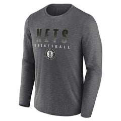 Brooklyn Nets Where Legends Play Iconic Practice Long Sleeve T-Shirt Heathered Charcoal - NBA