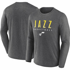 Utah Jazz Where Legends Play Iconic Practice Long Sleeve T-Shirt Heather Charcoal - NBA