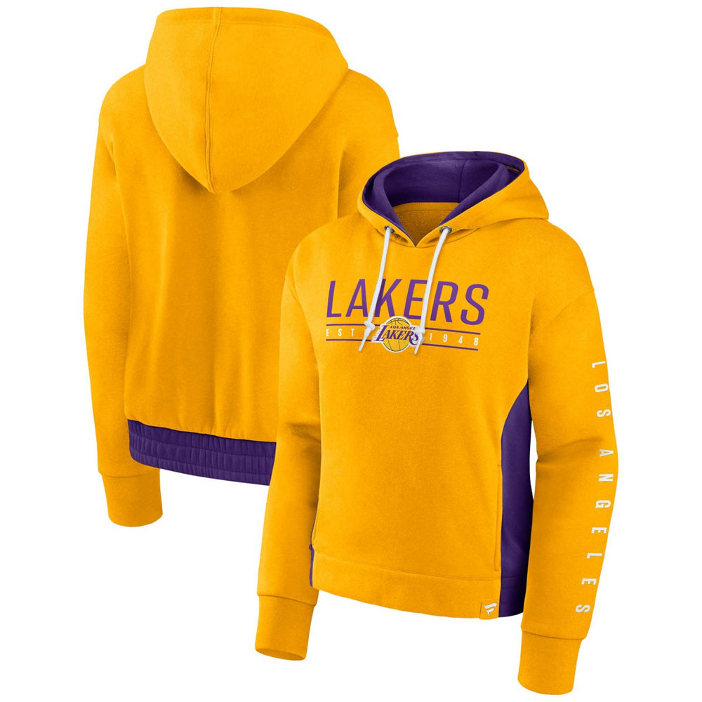 Los Angeles Lakers Women's Iconic Halftime Colorblock Pullover Hoodie Gold - NBA