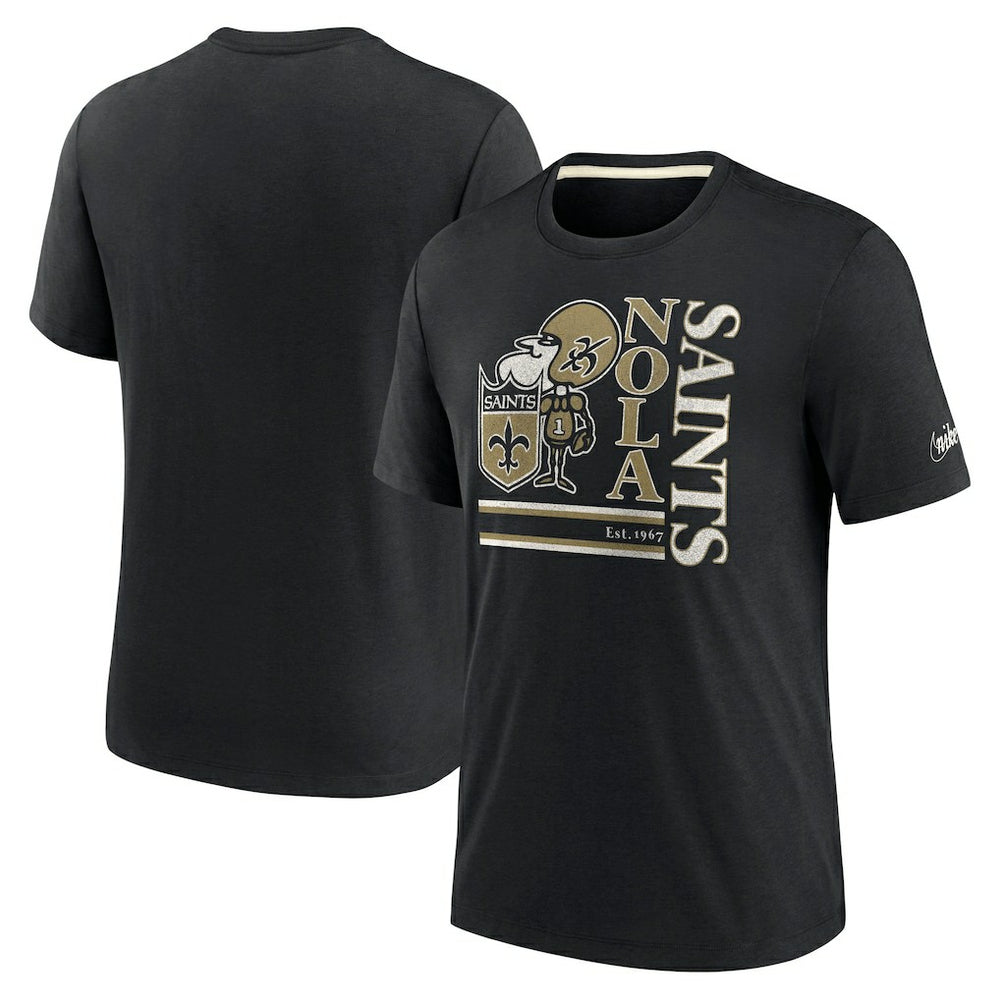 New Orleans Saints Wordmark Logo Tri-Blend T-Shirt Black | Nike for Sale