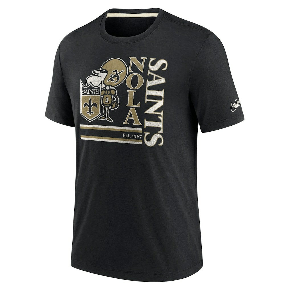 New Orleans Saints Wordmark Logo Tri-Blend T-Shirt Black | Nike for Sale