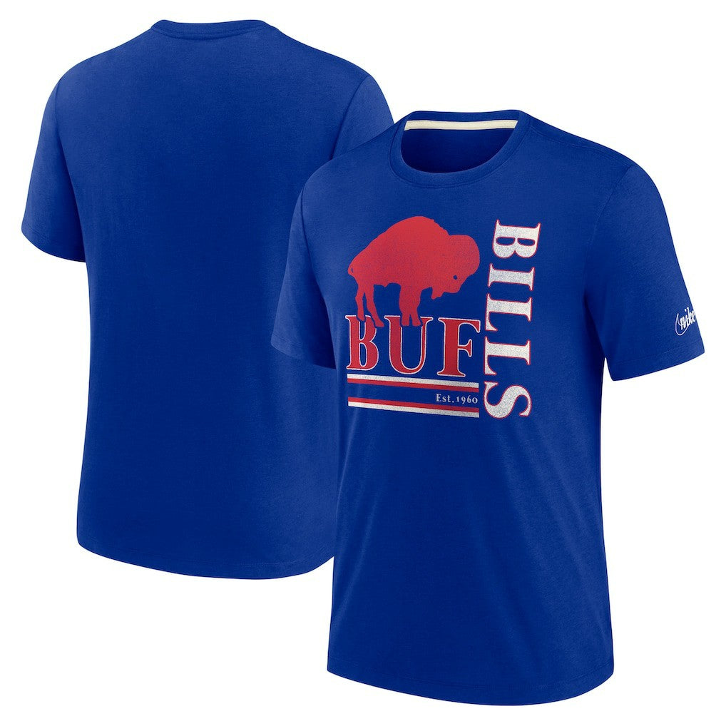 Buffalo Bills Wordmark Logo Tri-Blend T-Shirt Royal | Nike for Sale