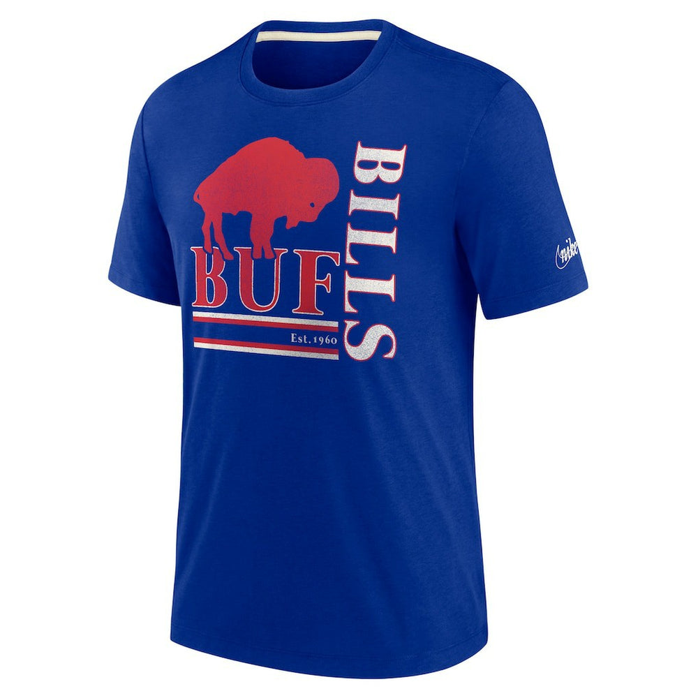 Buffalo Bills Wordmark Logo Tri-Blend T-Shirt Royal | Nike for Sale