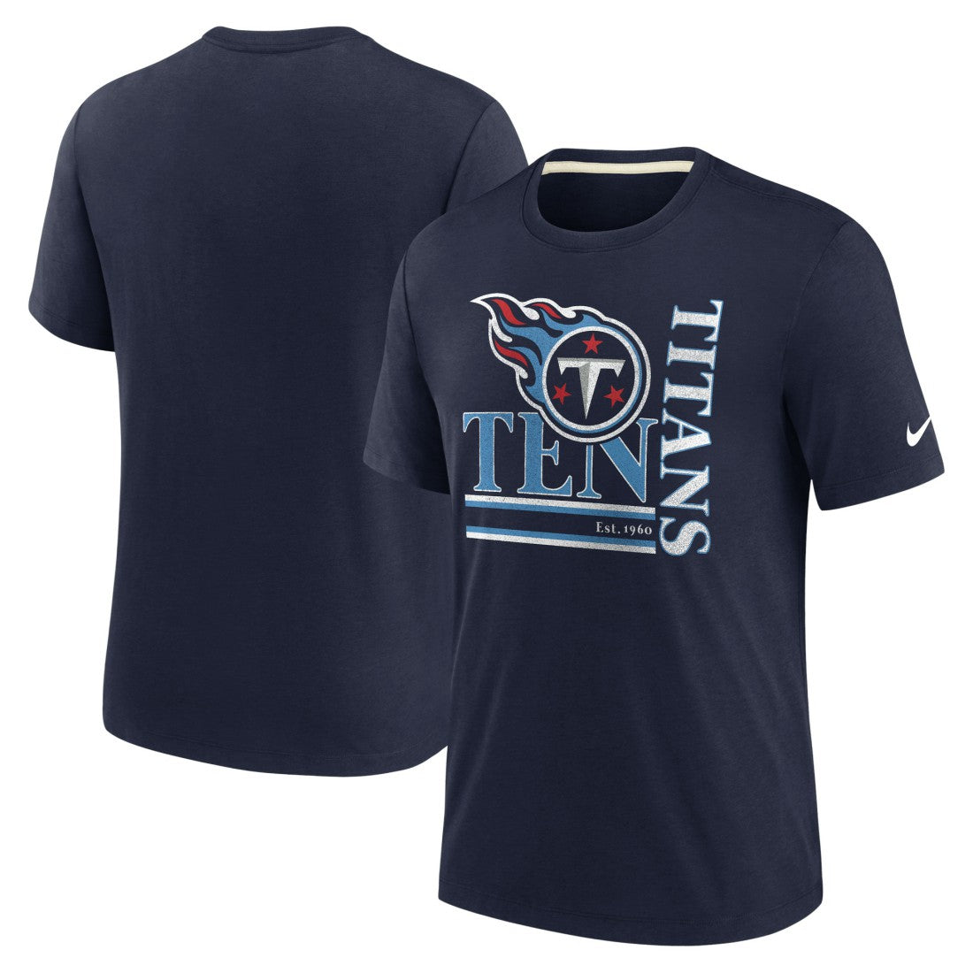 Tennessee Titans Wordmark Logo Tri-Blend T-Shirt Navy | Nike for Sale