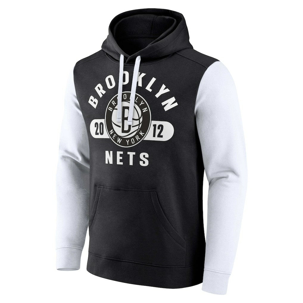 Brooklyn Nets Attack Colorblock Pullover Hoodie Black/White - NBA