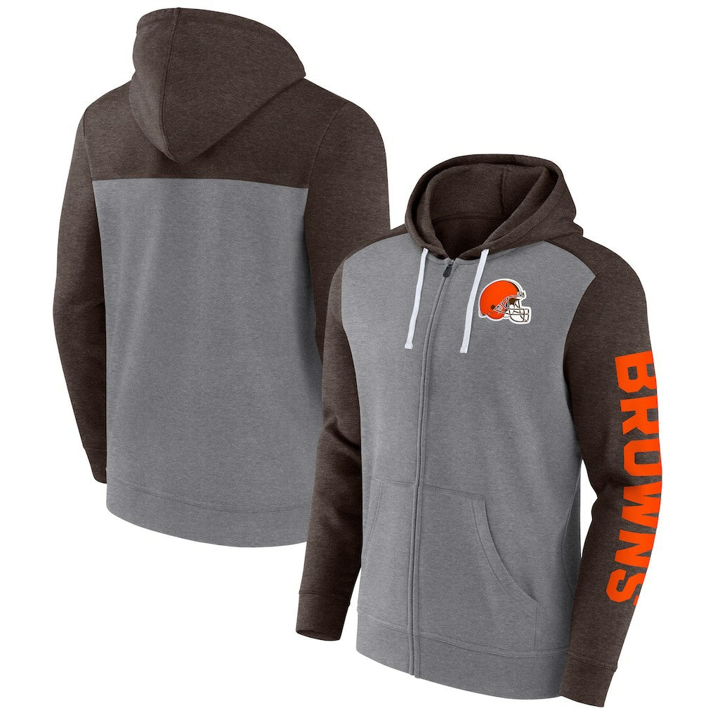 Cleveland Browns Down and Distance Full-Zip Hoodie Heather Gray | Fanatics