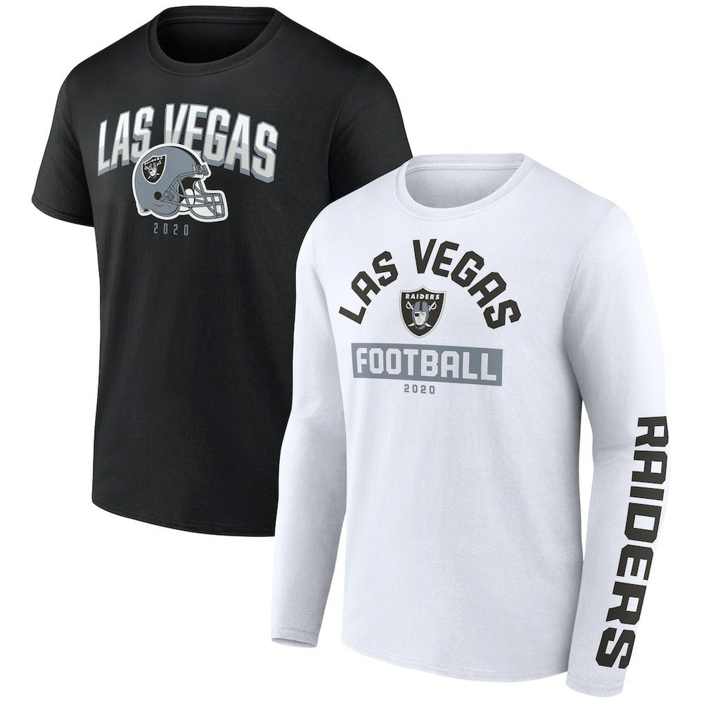 Las Vegas Raiders Long and Short Sleeve Two-Pack T-Shirt Black/White | Fanatics