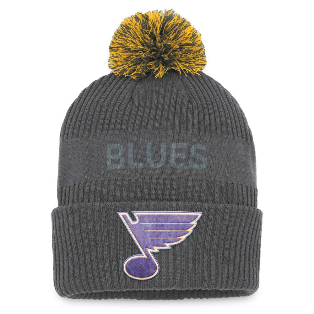 St. Louis Blues Fanatics Authentic Pro Home Ice Cuffed Knit Hat with Pom - Charcoal - NHL