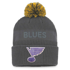 St. Louis Blues Fanatics Authentic Pro Home Ice Cuffed Knit Hat with Pom - Charcoal - NHL
