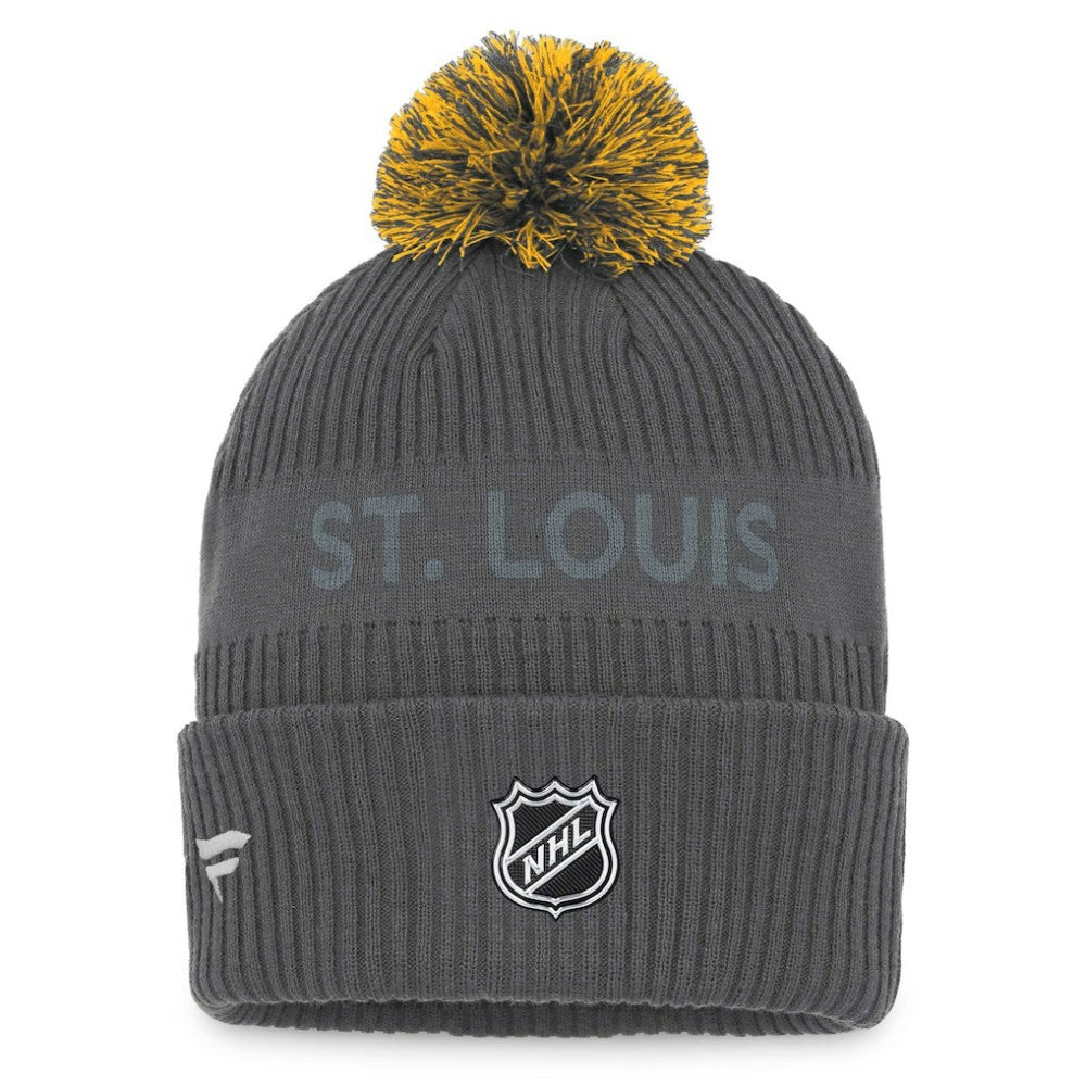 St. Louis Blues Fanatics Authentic Pro Home Ice Cuffed Knit Hat with Pom - Charcoal - NHL