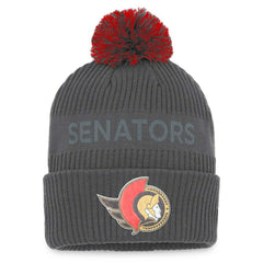 Ottawa Senators Fanatics Authentic Pro Home Ice Cuffed Knit Hat with Pom - Charcoal - NHL