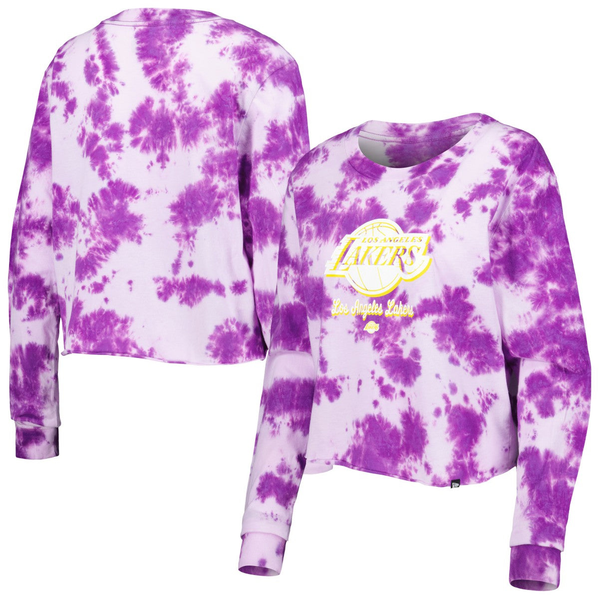 Los Angeles Lakers Women's Tie Dye Cropped Long Sleeve T-Shirt Purple - NBA