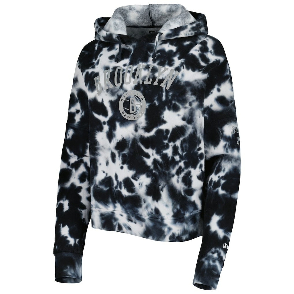 Brooklyn Nets Women's Brushed Cotton Tie-Dye Pullover Hoodie Black - NBA