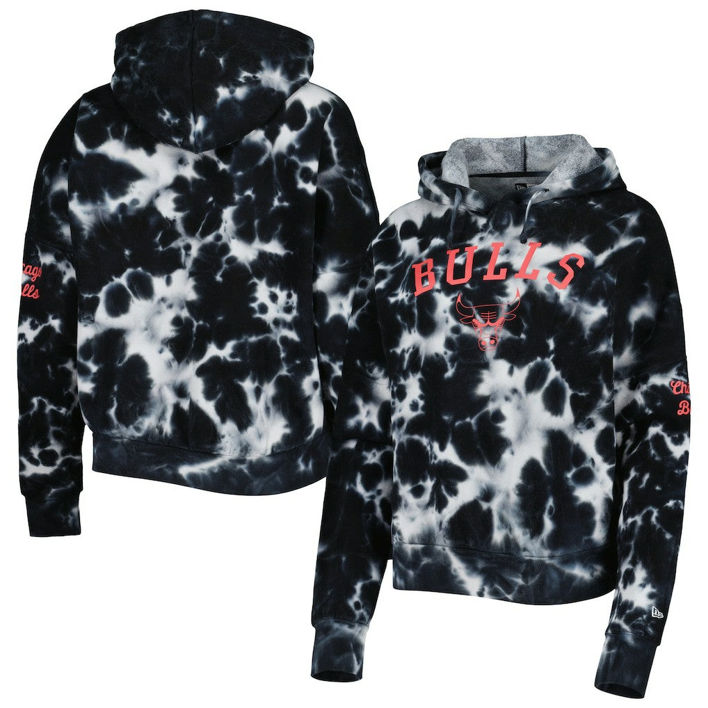 Chicago Bulls Women's Brushed Cotton Tie-Dye Pullover Hoodie Black - NBA