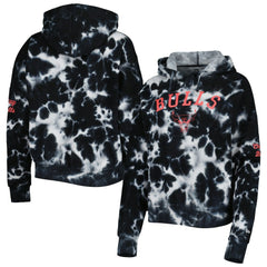 Chicago Bulls Women's Brushed Cotton Tie-Dye Pullover Hoodie Black - NBA
