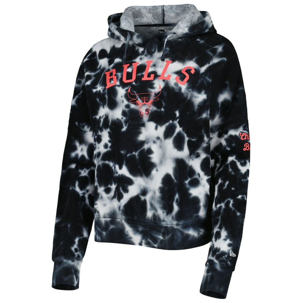 Chicago Bulls Women's Brushed Cotton Tie-Dye Pullover Hoodie Black - NBA