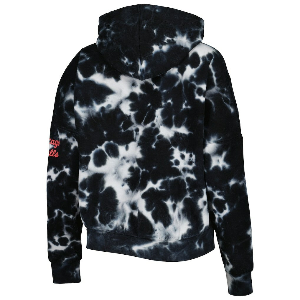 Chicago Bulls Women's Brushed Cotton Tie-Dye Pullover Hoodie Black - NBA