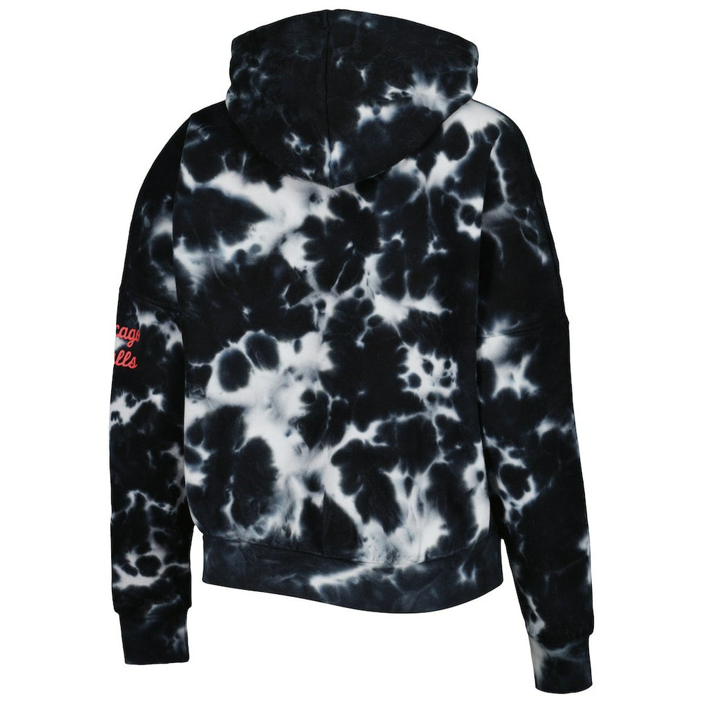 Chicago Bulls Women's Brushed Cotton Tie-Dye Pullover Hoodie Black - NBA
