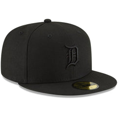 Detroit Tigers New Era Black on Black 59FIFTY Fitted Hat Hats - MLB