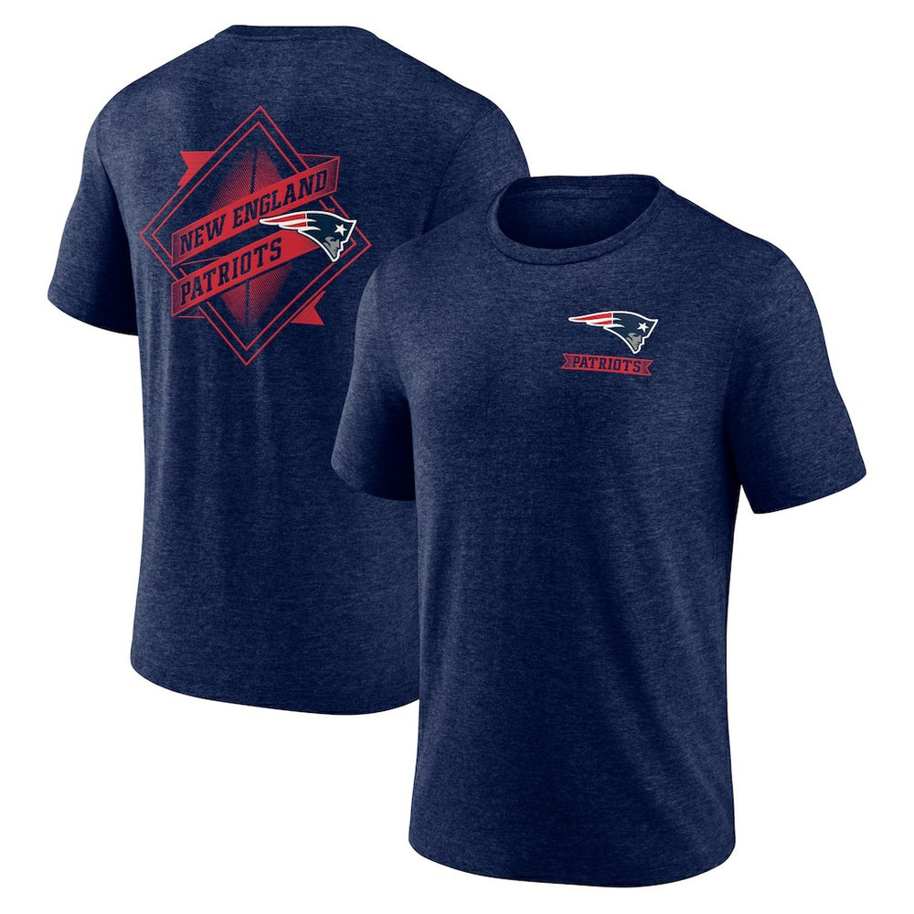 New England Patriots Diamond Scroll Tri-Blend T-Shirt Navy | NFL