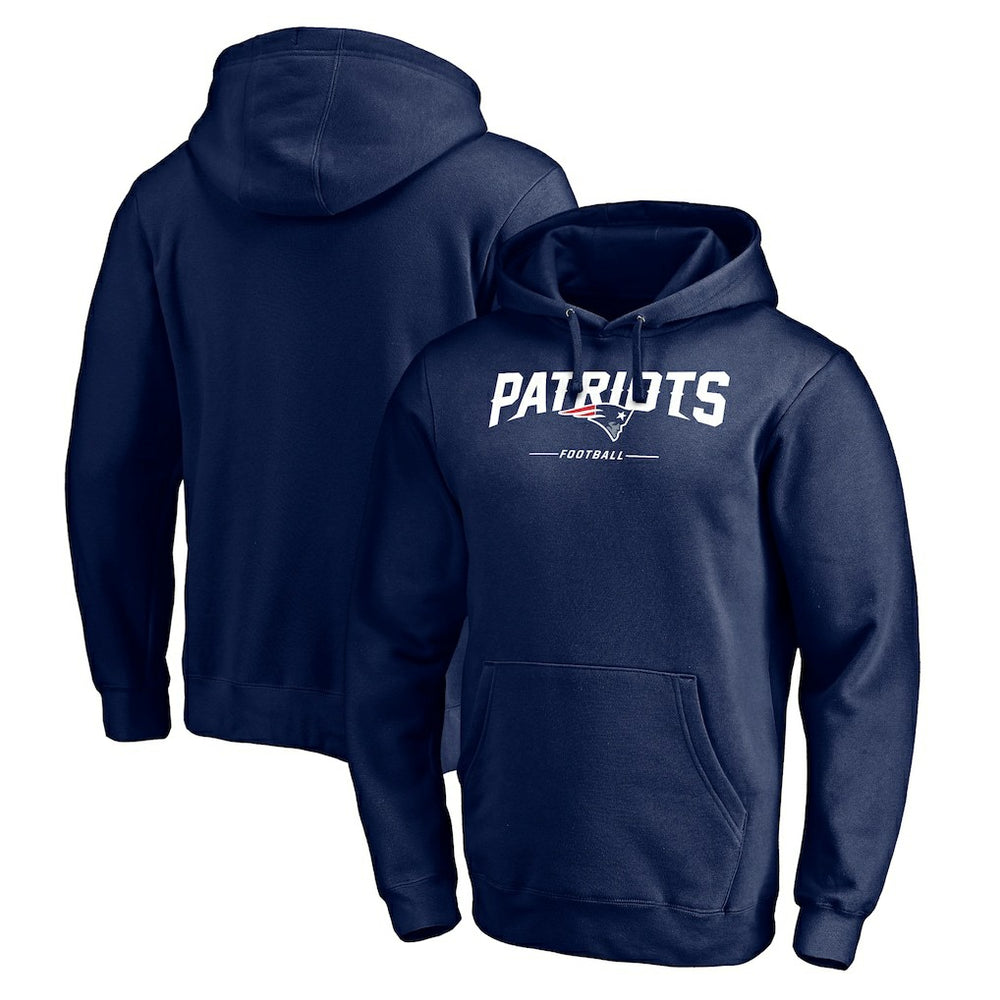 New England Patriots Logo Team Lockup Fitted Pullover Hoodie Navy | NFL