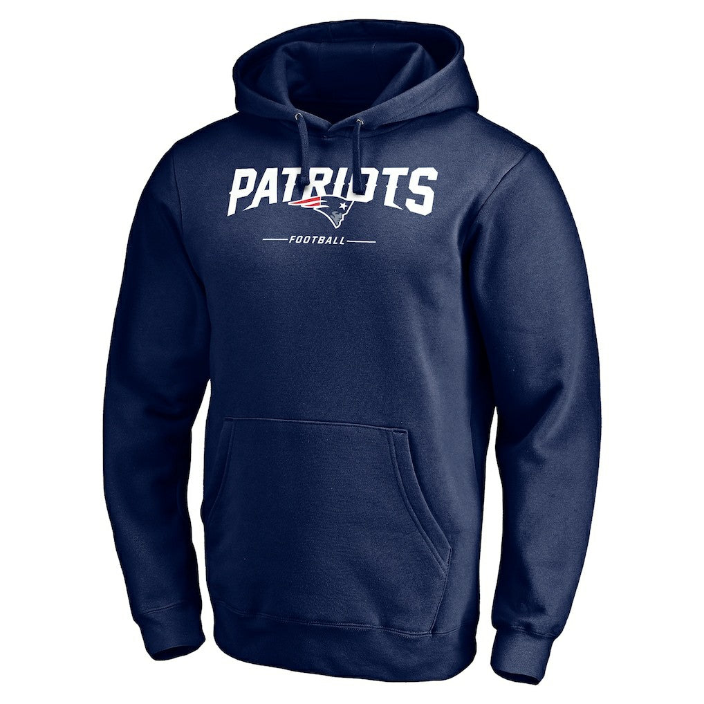 New England Patriots Logo Team Lockup Fitted Pullover Hoodie Navy | NFL