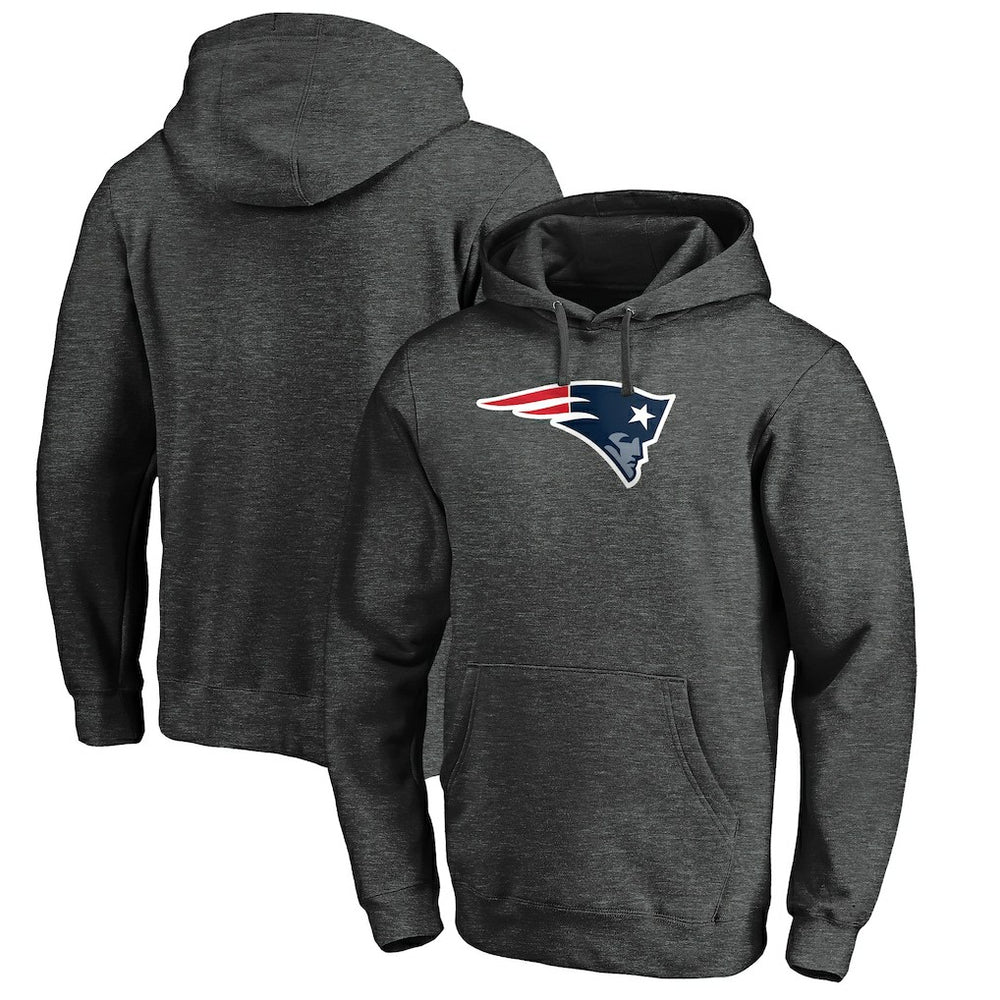 New England Patriots Primary Logo Fitted Pullover Hoodie Charcoal | NFL