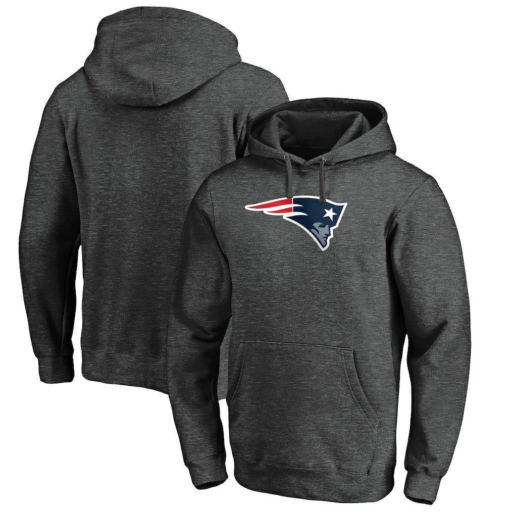 New England Patriots Primary Logo Fitted Pullover Hoodie Charcoal | NFL