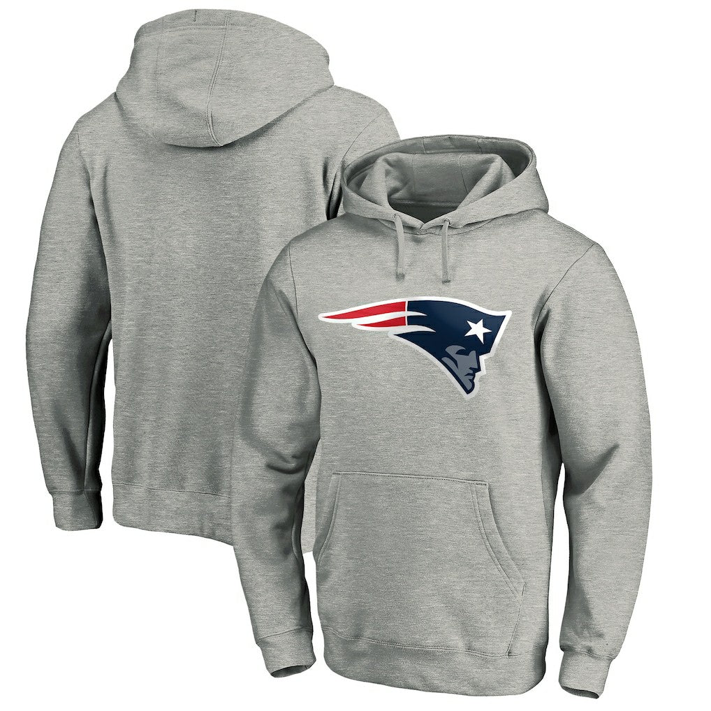 New England Patriots Primary Logo Fitted Pullover Hoodie Heather Gray | NFL